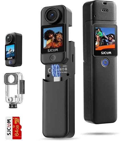 Caméra Sport 4K Pocket Tsadeer – Mini Caméra D'Action Écran LCD Pivotant 270° WiFi Étanche 170° Grand Angle