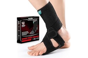 Welnove Drop Foot Brace for Walking，AFO Ankle Brace with Arch Support ，Relieve The Instability of Lower Limbs by Foot Drop, MS, TBI, Spinal Cord Injury, Cerebral Palsy (2 Pack, Left & Right, Black)