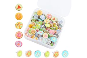 MEDILOE Push Pins, 100 Pieces Metal Thumb Tacks with Storage Box, Decorative Drawing Pins for Wall Maps, Photos, Bulletin Board, Cork Boards and Boards Office