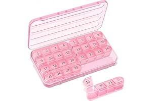 Colorwing Pilulier Mensuel 32 Compartiments,Détachable en 8 Boîtes à piluliers Portables (8 x 4),Boîte à Médicaments pour Vitamines, Suppléments et Médicaments.Sans BPA,Adaptée aux Seniors (Rose)