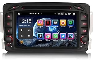 Erisin 7 Zoll 4GB+64GB Android 13 Autoradio mit Navi GPS CD Player für Mercedes Benz C CLK G Klasse W203 W209 W463 Viano Vito W639 Carplay Android Auto Bluetooth 5.0 WiFi DSP USB RDS DAB+ FM Canbus