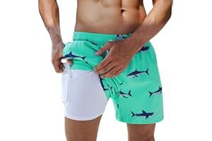 Arcweg Badehose für Herren Jungen Badeshorts mit Kompression Liner 2 in 1 Schnelltrocknend Strandhose mit innenhose Männer Elastisch Surf Shorts mit Reißverschlusstaschen