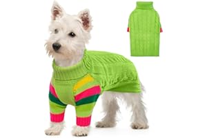 OUOBOB HundPullover, kleine HundPullover für Hunde Mädchen Jungen, Turtleneck Pullover Winter Green Puppy Pullover, Weihnachtshund Outfits, Haustier Sweatshirt Bekleidung Strickwaren, Chihuahua S