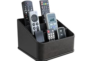 J JACKCUBE DESIGN JackCubeDesign Remote Control Holder with 3 Compartments, PU Leather Remote Caddie Desktop Organiser for TV, DVD, Blu-Ray, Media Player, Heater Controllers (Black) - MK122B