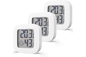 nuyikaso 3 pièces Thermomètre Hygromètre Interieur Mini LCD Digital Mural pour Maison Bureau Chambre de Bébé Vestiaire Blanc