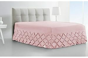 SEVENTH LINEN Luxury Pintuck Extra Deep Fitted Valance Sheet 100% Egyptian Cotton 200 Thread Count Single Double King Super King Size Bed Base Sheets (Soft Pink, Double)