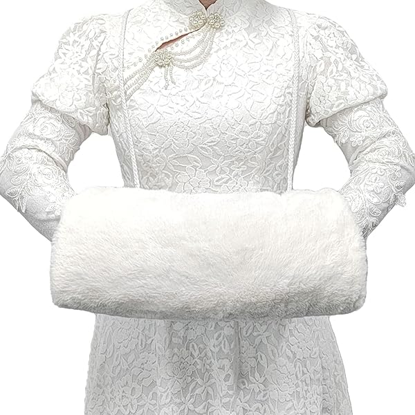 Manicotti Scaldamani In Pelliccia Sintetica - Per Donne, Inverno, Bianco, 35x20cm - Foto 12