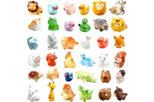 PMUEUFF 40 Stück Mini Harz Tierfiguren, Kleine Tierfiguren Miniatur Figuren, Mini Tiere Figuren mit Ente Löwe Elefant Frosch Dinosaurier, Minitiere Ornamente für Miniatur Landschaftsgärten Bonsai Aquarien