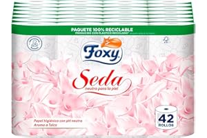 Foxy Seda | Papel higiénico neutro sobre la piel | 28+14 rollos, 28 + 14 gratis| 173 servicios por rollo | 3 capas de alto grosor | Papel 100% certificado FSC | Paquete 100% reciclable blanco (7)