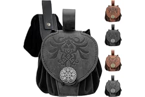 AUNGCSHE Pochette de Ceinture en Faux Cuir embossé médiéval, Retro Renaissance Portable Belt Bag Coin Purse Dice Bag