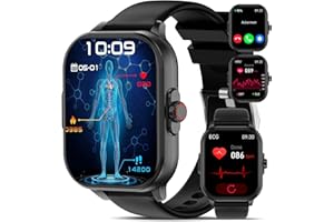 YYKY 2025 ECG+HRV Reloj Inteligente con 24/7 Pulsómetro, Oxímetro, Presión, Presión Arterial, 𝐆𝐥𝐮𝐜𝐞𝐦𝐢𝐚, Monitor de Sueño, 2.01" Smartwatch con DIY Esfera Reloj Pulsera Actividad para Android iOS