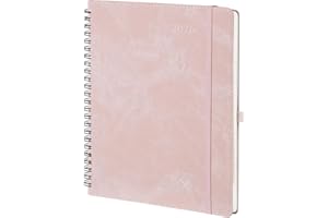 POPRUN Agenda 2026 Semainier A5 21,4 x 17,6 cm Version Française - Intervalles de 30 minutes, D'Jan 2026 à Déc 2026 12 Mois, Couverture Souple Spirale, Papier 100g/m², Rose