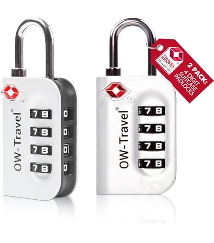 2 Cadenas TSA à Combinaison 4 Chiffres - Pour Valises, Sacs, Casiers (Noir)