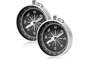 ZONKSTEE Compass Navigation, 2pcs Simple Hiking Compass Navigation Child Survival Compass Button Compass Aluminum Shell Edge for Expedition Map Reading, Navigation, Orienteering and Survival