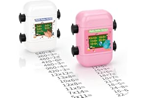 NAKIYO Maths Roller Stamp 2Pcs, Reusable Teacher Supplies for Digital Stamp Calculation, Math Educational Stamps for School Home Campus-Addition Subtraction Multiplication Division (Pink+White)