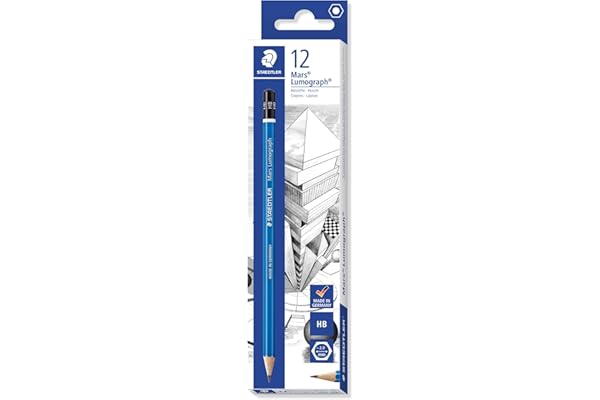 Staedtler Mars Lumograph, Crayons à papier HB pour dessin technique et artistique, Boîte en carton avec 12 crayons HB assortis, 100-HB VE