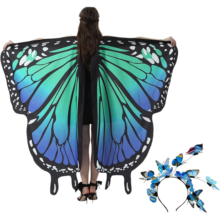 Cape Ailes De Papillon Adulte - Déguisement Fée Avec Masque - Polyester 168x138cm