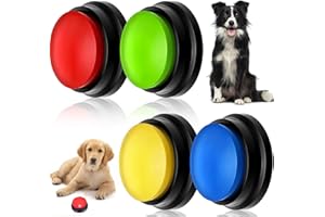 WOKICOR 4Pcs Bouton de Communication pour Chien Bouton Enregistrement Dressage Enregistrable Clair Portable Pet Formation Buzzer Bouton Parole Chien pour lEntraînement au Animaux Communication Enregistrée