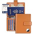 mokzer Airtag Passport Holder Wallet Cover Case For Women And Men,Rfid Blocking,Passport Case With Airtag Holder,Travel Accessories(Brown)
