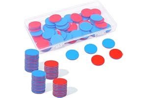 APAUSVCM 50 Stk Wendeplättchen Rot Blau Plastik Rechenplättchen Grundschule Plättchen Mathe mit Aufbewahrungsbox Mathe Rechenhilfe Mathematik Wendeplättchen Zählchips für Kinderhände Grundschule Rechenaufgaben