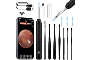 Mexgcom Ohrenschmalz Entferner Otoskop, 1080P HD Ohrenreiniger mit Kamera, Stabiles, Effizient und Glatt, Wasserdicht Ohrenspiegel mit 3.5mm Linse und 6 LEDs für Erwachsene,Kinder,iOS,Android