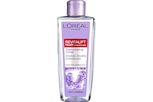 L'Oreal Paris Revitalift Filler,+ Hyaluronic Acid Face Toner, Anti-Aging Cleansing, Replumps Skin & Fine Lines, Smoothed & Hydrated for Younger-Looking, Rehydrated & Refreshed Skin