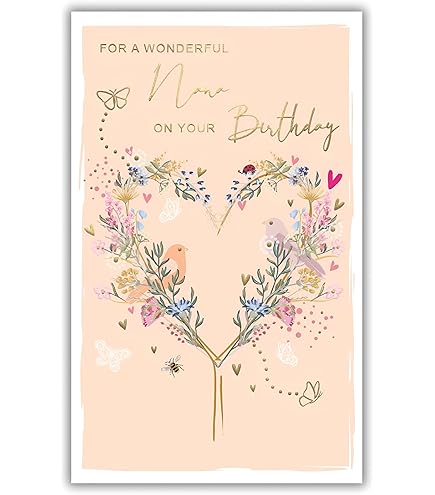Paper House Birthday Card For Women - Floral Wreath And Butterfly With Foil Detail And Embellishments - Eco Friendly