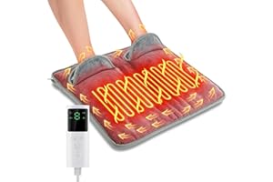 Auniq Scaldapiedi Elettrico, Scaldapiedi riscaldato con 9 Livelli Calore 4 Timer, Lavabile Riscaldamento Elettrico dei Piedi Cuscinetto riscaldante per piedi freddi Regalo di Natale invernale, 40x40cm