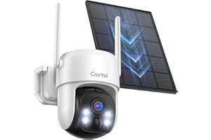 Caytail 2K Camera Surveillance WiFi Exterieure sans Fil avec Panneau Solaire, 360° PTZ Camera Exterieur Batterie, 2.4Ghz, PIR Détection de Mouvement, Vision Nocturne Couleur, Audio Bidirectionnel