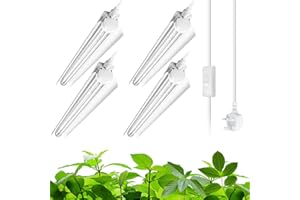 Barrina T8 LED Grow Light for Indoor Plants, 2FT 5000K White Plant Lights with ON/Off Switch, Full Spectrum Grow Light Strip, 96W(4 x 24W), Greenhouse, Linkable Design, 4 Pack