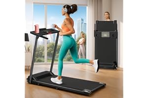 XEO HOME Folding Treadmill Electric Walking Pad for Home Office Gym Compact Running Machine NO ASSEMBLY with Handle Bar LED Display Bluetooth Speakers Adjustable Speed 1-10KM/H Phone & Bottle Holder