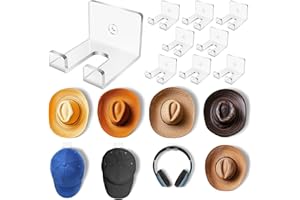 NiHome 8 Stück Acryl Hut-Organizer，Wandhalterung für Cowboyhüte, Baseballkappen und mehr, Selbstklebende Hut-Haken, Cap Halterung Wand，platzsparender Kappenhalter, zwei Installationsoptionen（Klarem）