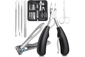 RANPHYKX Toenail Clippers Set for Thick & Ingrown Hard Toenail Fingernail, 7PCS Nail Clippers and Professional Podiatrist Nail Cutter-Heavy Duty Stainless Steel Pedicure Toenail Scissors for Men Women (Black)