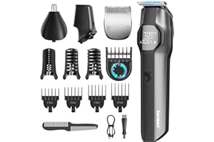 kensen Afeitadora Corporal Masculina 4 en 1, 2 Velocidades Depiladora Corporal Hombre, IPX7 Impermeable Body Shaver para Barba, Orejas, Axilas, Pecho, Piernas y Genitales, Pantalla LED, 210 mins Uso