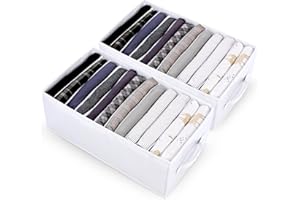 sprecenk Ordnungssystem Organizer Kleiderschrank, 12 Gitter Aufbewahrungsboxen Schubladen Organizer, 2 Stück Faltbare Hosen Aufbewahrung Kleideraufbewahrung für T-Shirts, Shorts, Röcke, Weiß