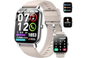 NERUNSA Reloj Inteligente Hombre Mujer, 1.85" Smartwatch con Llamadas Bluetooth, Smart Watch Pulsómetro/Monitor de Sueño/Podómetro, 110+ Modos Deportivos Impermeable IP68 Pulsera Actividad, Starlight Blanco