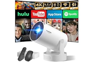 WOWLINK [Built-in Apps & 2025 Upgraded] Mini Projector with WiFi 6 and Bluetooth 5.4 Support 4K 1080P Auto Keystone 180° Rotatable Projector for Bedroom Compatibile with HDMI/TV Stick/Memory Stick/Laptop