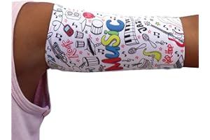 Linphelle Children's Microfibre Catheter Coverpicc, Banda Cubre Catéter de Brazo Transpirable y de Diseño para Niños, Ideal para PICCs y Glucómetros, Dibujo Música