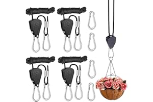LBING 4 STK Ratchet Hanger Verstellbarer Seilaufhänger Ratschenseil Seilzugratsche Ratschenhaken Einstellbare Seil Seilhaken Ratsche Seilratsche 2M,1/8 Zoll für Pflanzenventilator Licht Zimmerpflanzen
