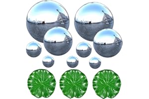 ‎TUNDWHITE Tundwhite Set of 9 Swimming Balls for Mini Pond with 3 Floating Mini Pond Decoration Silver