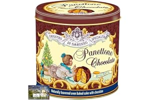 TJMOLTEN Panettone Italian - Italian Christmas Cake - Bakery Fresh Chocolate Cake Gift Tin | Panettone Italian Cakes with Chocolate chips & cream | Authentic Italian 1KG Panettone in Gift tin (Panettone Cake)