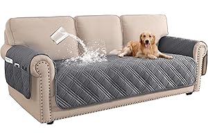 BellaHills 100% Waterproof 3 Seater Sofa Cover Slipcovers Couch Cover for Living Room Washable Seat Covers with Side Pocket Pet Couch Protector (Grey)