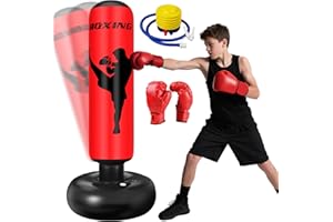Ninonly Sac de Frappe Enfant 160cm avec Gants et Pompe Punching Ball Enfants pour Karaté Taekwondo Idéal pour Garçons et Filles de 3 à 12 Ans Punching Ball Bureau Parfait pour Maison Gym