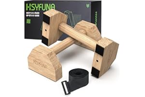 HSYFUNA Paralelas Calistenia, Barras Paralelas Calistenia, Barras Paralelas de Madera, Barra de Flexiones, Push up Bar, para Gimnasia Fitness Yoga, para Interior y Exterior, Antideslizante -1 Par