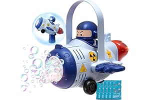 VSPEK Sparabolle di Sapone Bambini, Macchina Bolle di Sapone con Luci, Pistola Spara Bolle di Sapone Automatico, Feste Estive all'aperto Regalo Nozze, Blu