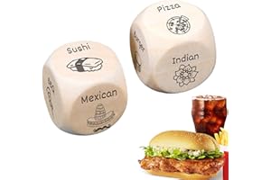 ZCEPLEM Dados de decisión alimentaria - 2 uds Dados decisivos para la Cena para Utensilios de Cocina con 12 Patrones de Comida | Fecha de Madera Dados de Noche Cocina Cena Receta Decidir