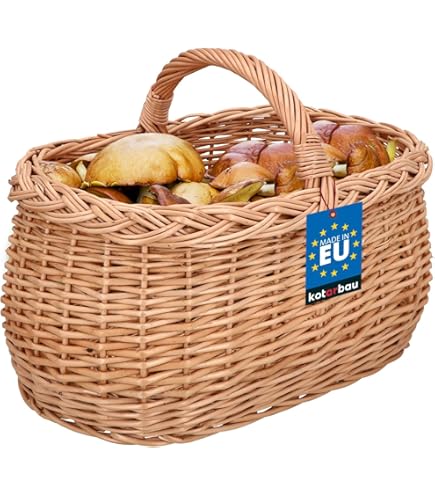 Cesto In Vimini Naturale Per La Spesa, Picnic E Raccolta Funghi - 40x27x23 Cm