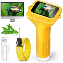 Microscopio Digital Infantil Con Pantalla IPS De 2", Recargable, 1000x, 8 Luces LED Ajustables, Para Niños De 3 A 8 Años