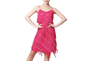FYMNSI Women's Sequin Tassel Flapper Dress Vintage Gatsby 1920's Cocktail Party Dresses Ballroom Latin Dancewear Salsa Samba Rumba Tango Dress Rave Space Outfit Clubwear