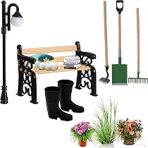 Set Di 4 Attrezzi Da Giardino In Miniatura Scala 1:12 Per Casa Delle Bambole – Pala, Zappa E Forcone Con Finitura Arrugginita
